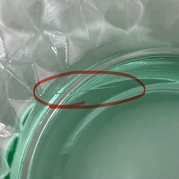 VTG Depression Uranium Vaseline Glass Fluted Ruffled Rim Centerpiece 13"x13"x4" - Picture 7 of 10